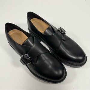 Easy Spirit Chunky Black Leather Monk Strap Loafers Women’s Size 10